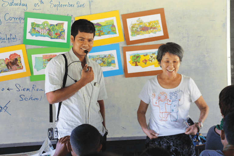 Small Art School art lesson at Angkor Krau village