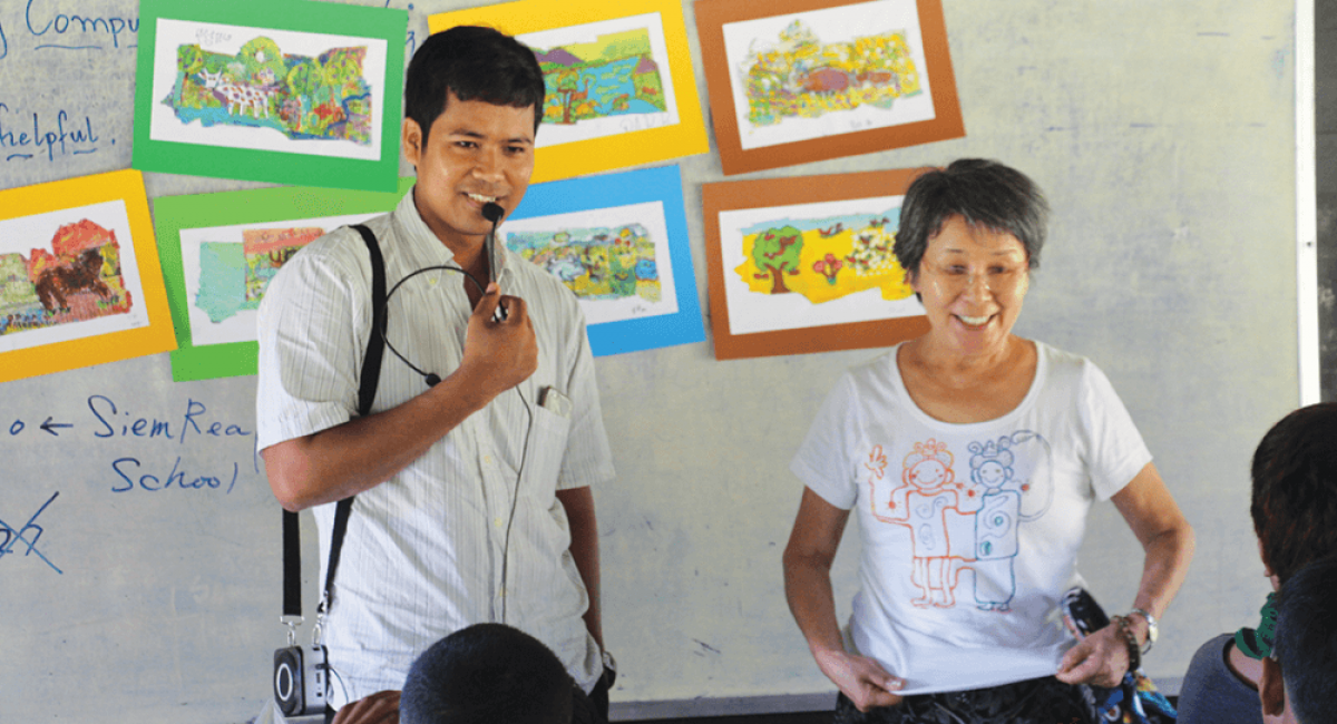 Small Art School art lesson at Angkor Krau village